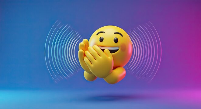 Emoji Hand Clapping Soundwave Rings Radiating Applause