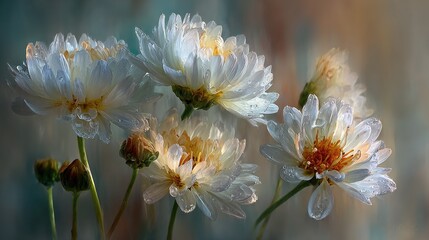 Obraz premium Soft-focus, luminous white chrysanthemums