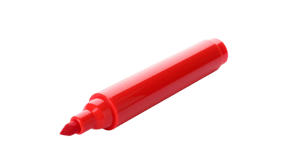 Red marker pen, isolated on white, an office and school drawing tool