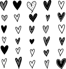 Hand Drawn Doodle Hearts Pattern"