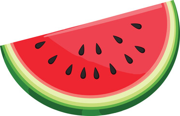 Sliced of red watermelon in a flat style isolated on transparent background. Vector illustration