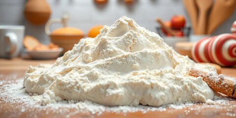 Flour mound, cookies, kitchen, smiles, joyful baking,  golden,  warmth