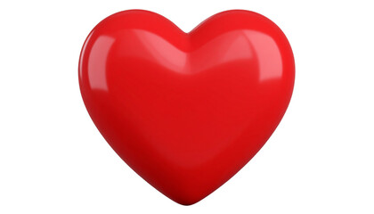 3D render of a shiny red heart symbol of love, romance, and passion, isolated on a white background