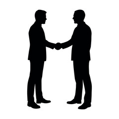 Two men handshake silhouette, business agreement meeting cooperation concept