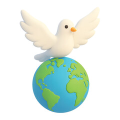 Obraz premium White dove perched on planet Earth representing global peace, unity, and harmony