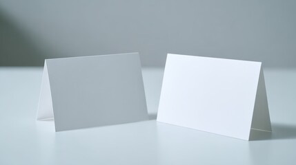Two Blank Table Tent Cards on a White Surface Ready for Custom Branding and Text