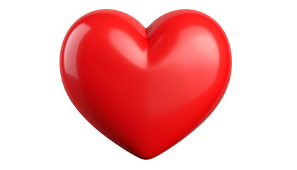 A 3D shiny red heart icon, a symbol of love and romance, isolated on a white background