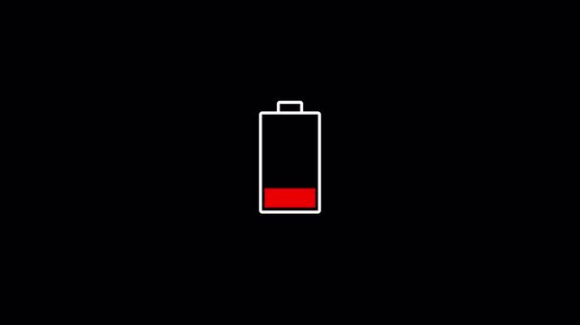 Mobile phone battery low warning blink animation transparent background alpha channel