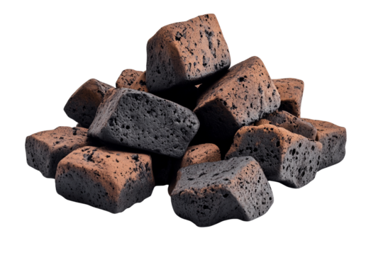 Pile of textured volcanic rocks.