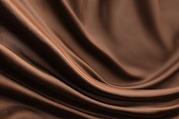 Obraz premium Close-up of rich brown satin fabric with flowing drapes (3)
