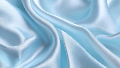 Obraz premium Light blue silk fabric draped in soft folds (2)