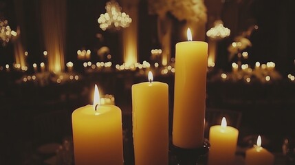 Warm candlelight illuminating a special occasion or romantic ambiance atmosphere