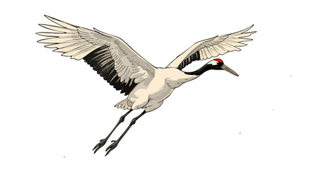 Obraz premium Elegant Japanese Crane in Flight, Transparent Background, Vector Illustration