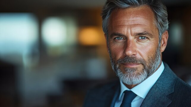 Mature Man Portrait Business Professional Gray Hair