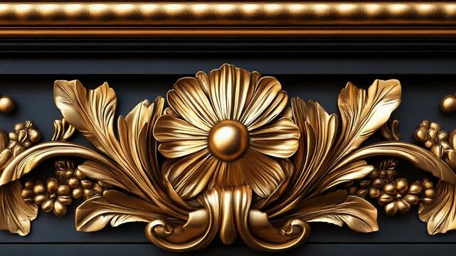 Golden floral ornament decorating a dark surface with elegance