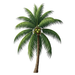 Fototapeta premium Isolated coconut palm tree tropical tree island tree palm leaves green palm tree summer tree exotic tree on transparent background