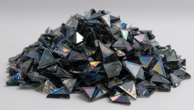 Pile of dark triangular glass shards