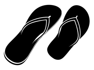 Flip flop  black silhouette vector,Summer sesaon vector icon
