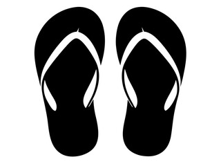 Flip flop  black silhouette vector,Summer sesaon vector icon