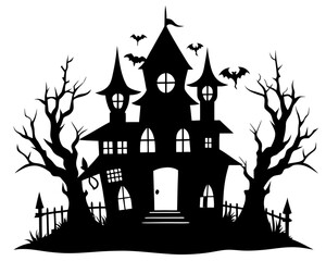 halloween house silhouette vector,halloween house icon