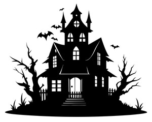 halloween house silhouette vector,halloween house icon