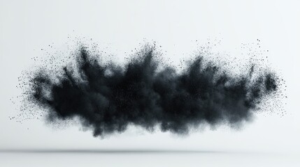 Black Powder Explosion Cloud Against White Background
