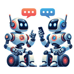 two robbot is ehatting with each other illustration vector