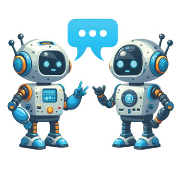 two robbot is ehatting with each other illustration vector