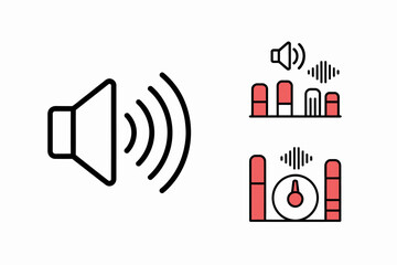 Audio Visual Representation with Volume Control and Sound Waves Illustration for Multimedia Design Projects