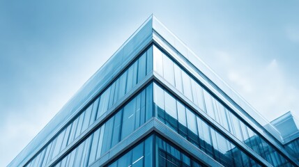 Modern Architecture: Glass Building Corner Reflecting Blue Sky, Representing Business, Innovation and Corporate Success