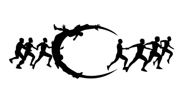 Silhouette of Runners: A dynamic silhouette captures the essence of speed, determination, and the relentless pursuit of victory. A powerful visual metaphor.