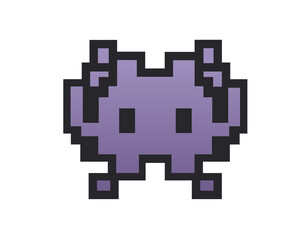 Classic game purple alien monster 8-bit graphic icon