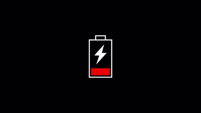 Mobile phone battery low warning blink animation transparent background alpha channel