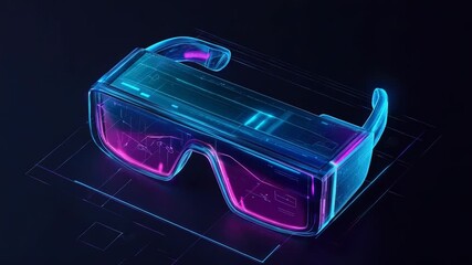 Futuristic vr headset showing holograms and data in augmented reality experience - Powered by Adobe