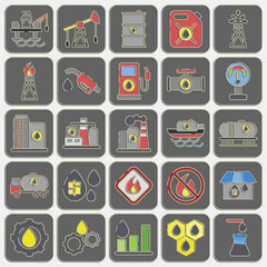 Icon set of oil industry. Oil Industry elements. Icon in embossed style.