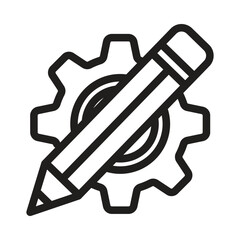 Pencil with gear Vector Outline Icon. EPS 10 File 