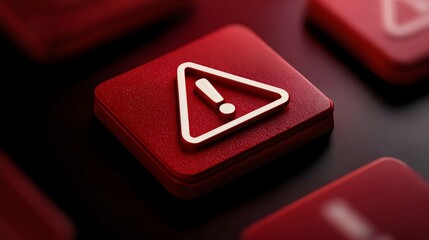 Close-up of a red alert icon on a dark surface, symbolizing caution and warnings in digital design.