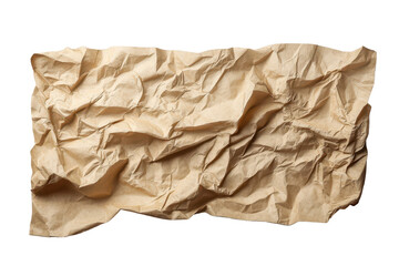 Obraz premium Crumpled sheet of brown paper texture isolated on a transparent background demonstrating natural wrinkled patterns and unique surface characteristics