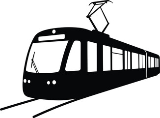 Black Silhouette Train Illustration in Urban Environment