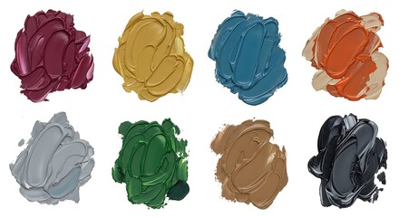 Vibrant oil paint swatches showcase rich texture and diverse color palette for artistic inspiration