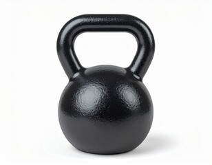 Solid Black Cast Iron Kettlebell on white background 