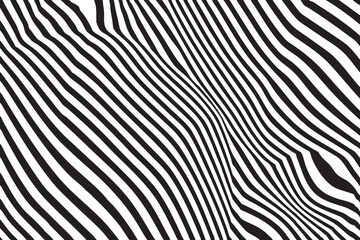 black and white wavy pattern, abstract line art,