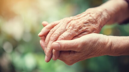 Fototapeta premium Supportive Hands: Intergenerational Care and Comfort, Senior Well-being, Healthcare Concepts and Demonstrating Empathy