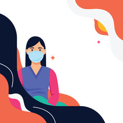 Modern Flat Vector Illustration of Women with Mask