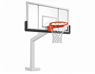 Clear Acrylic Basketball Hoop and Stand on white background 