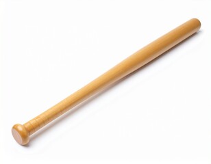 Single Wooden Baseball Bat on white background 