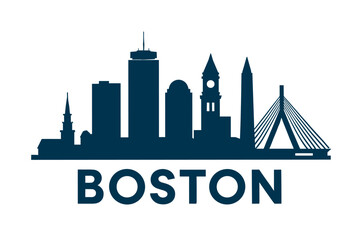 City skyline with iconic buildings and landmarks, Boston