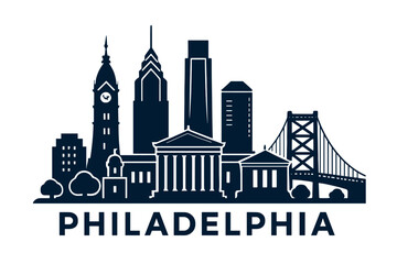 Fototapeta premium City skyline with iconic buildings and landmarks, Philadelphia