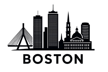 Fototapeta premium City skyline with iconic buildings and landmarks, Boston