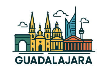 Fototapeta premium City skyline with iconic buildings and landmarks, Guadalajara
